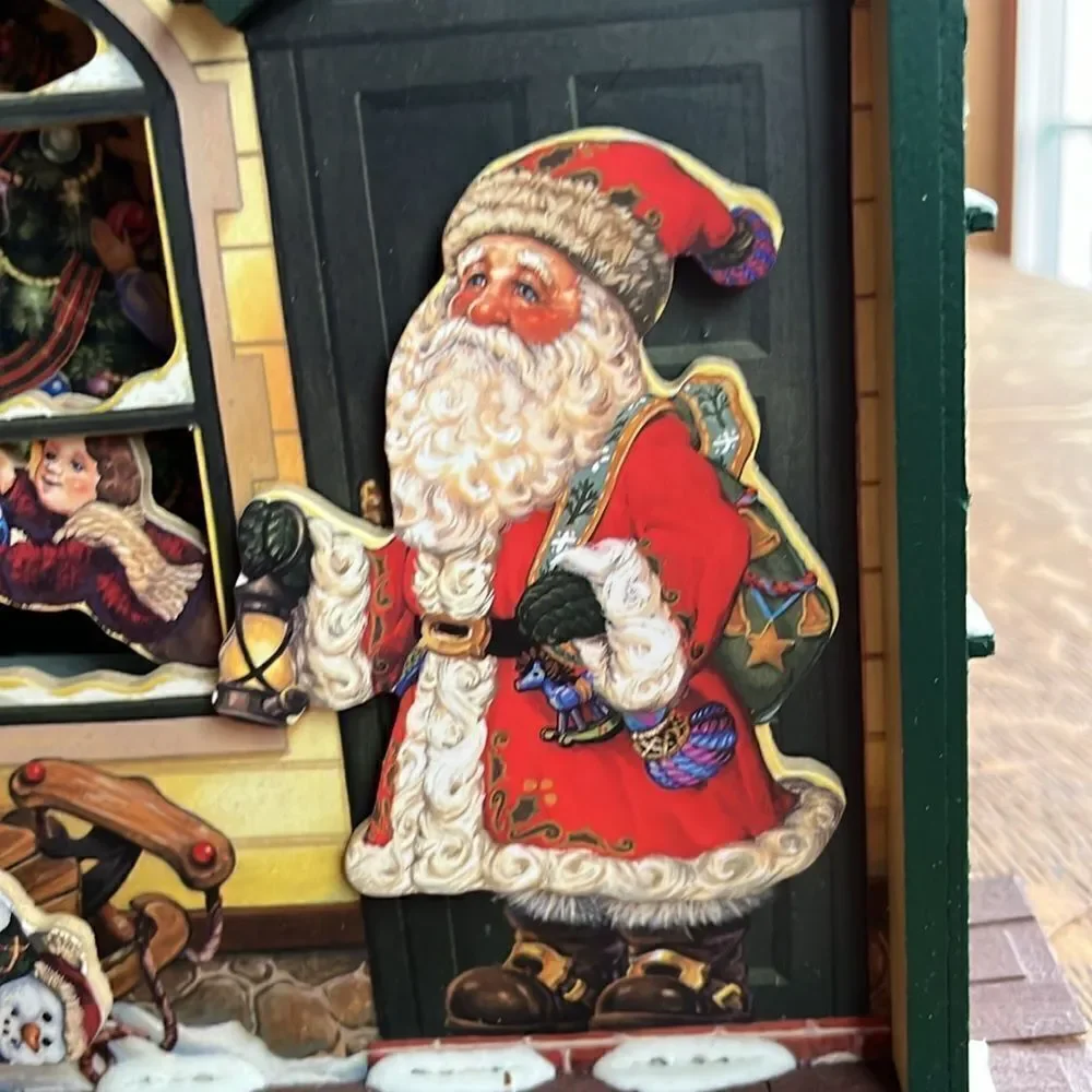 Christmas Shop Santa Claus Mechanical Music Box Animated